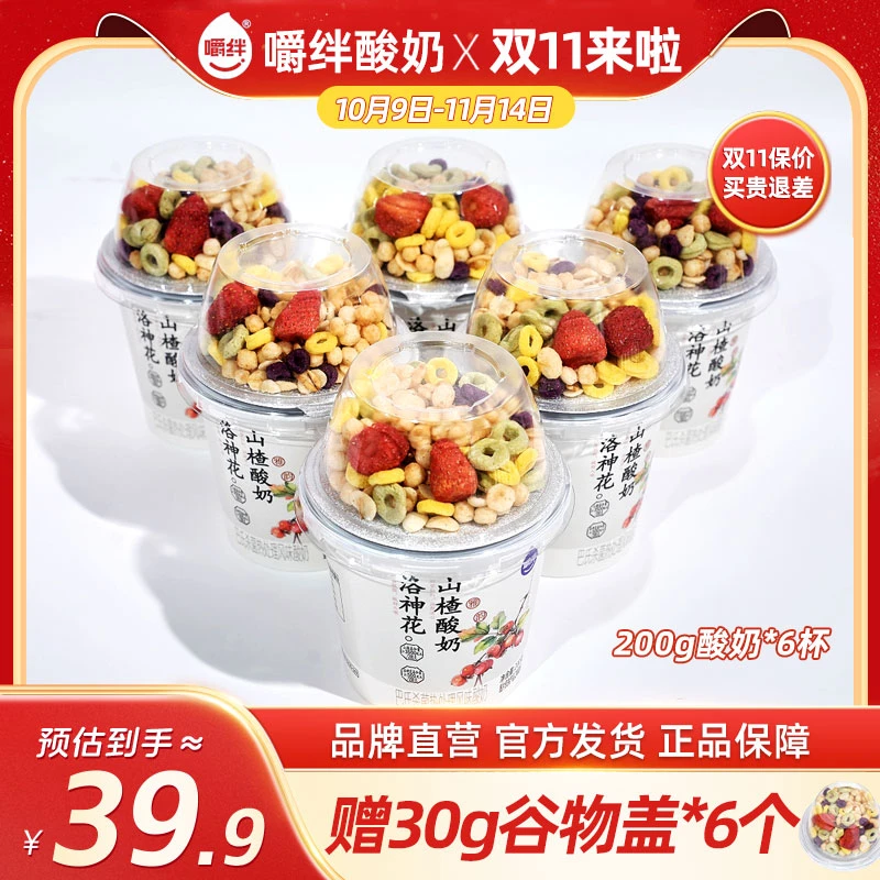 【嚼绊】新品洛神花山楂酸奶甄选五红滋养早餐零食酸奶200g*6杯-drt