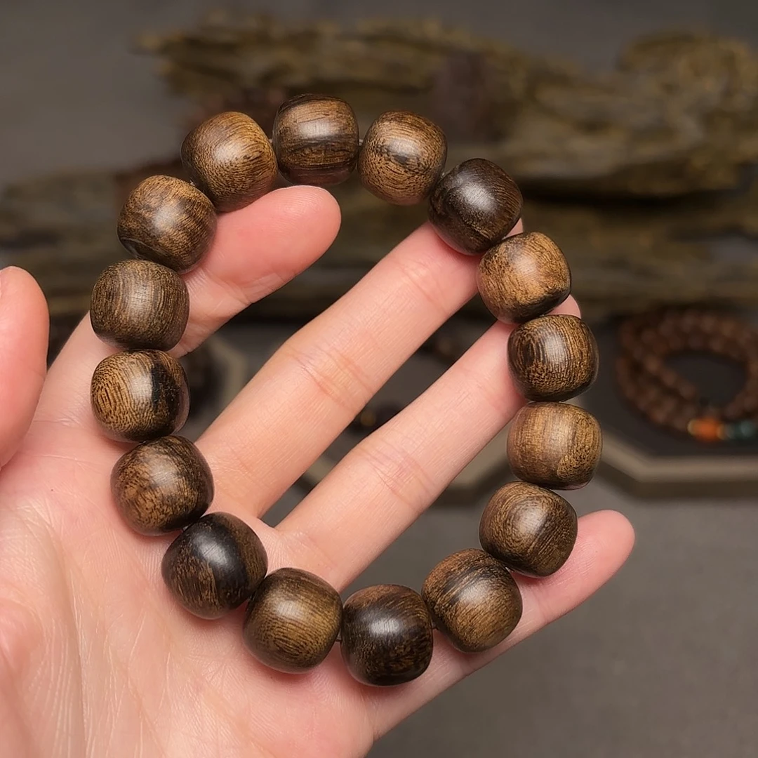 手串沉香越南芽庄白棋楠瘤疤桶珠1.3×1.4