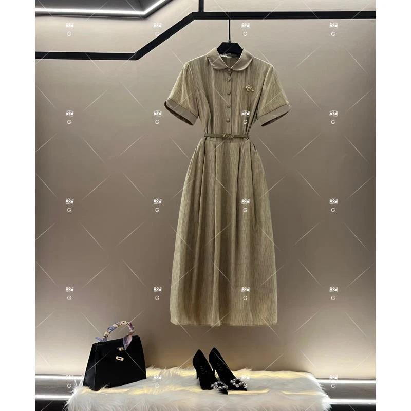 【露】春夏设计师优雅轻奢时尚显瘦气质连衣裙 GS-57219