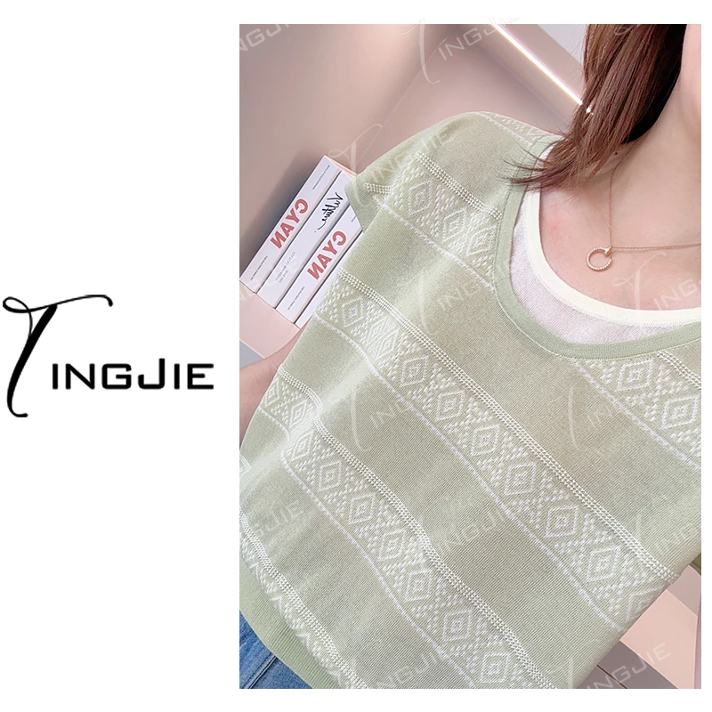 【高配亚麻】【线下款】B2903夏季短袖针织上衣