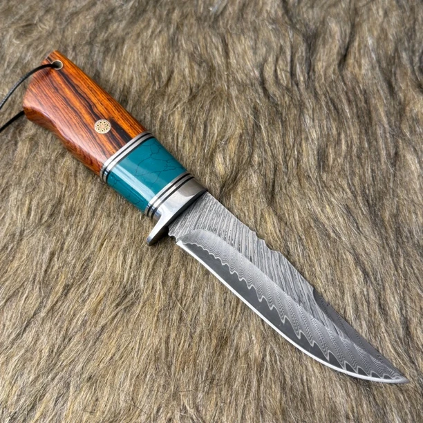 典藏级进口锻造大马士革羽毛纹瓜果刀