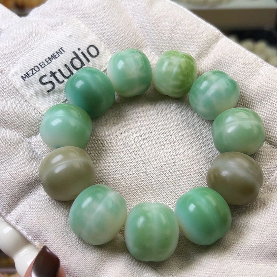 菩提根/象牙果手串微瑕卡23青提蛋宝一串干磨