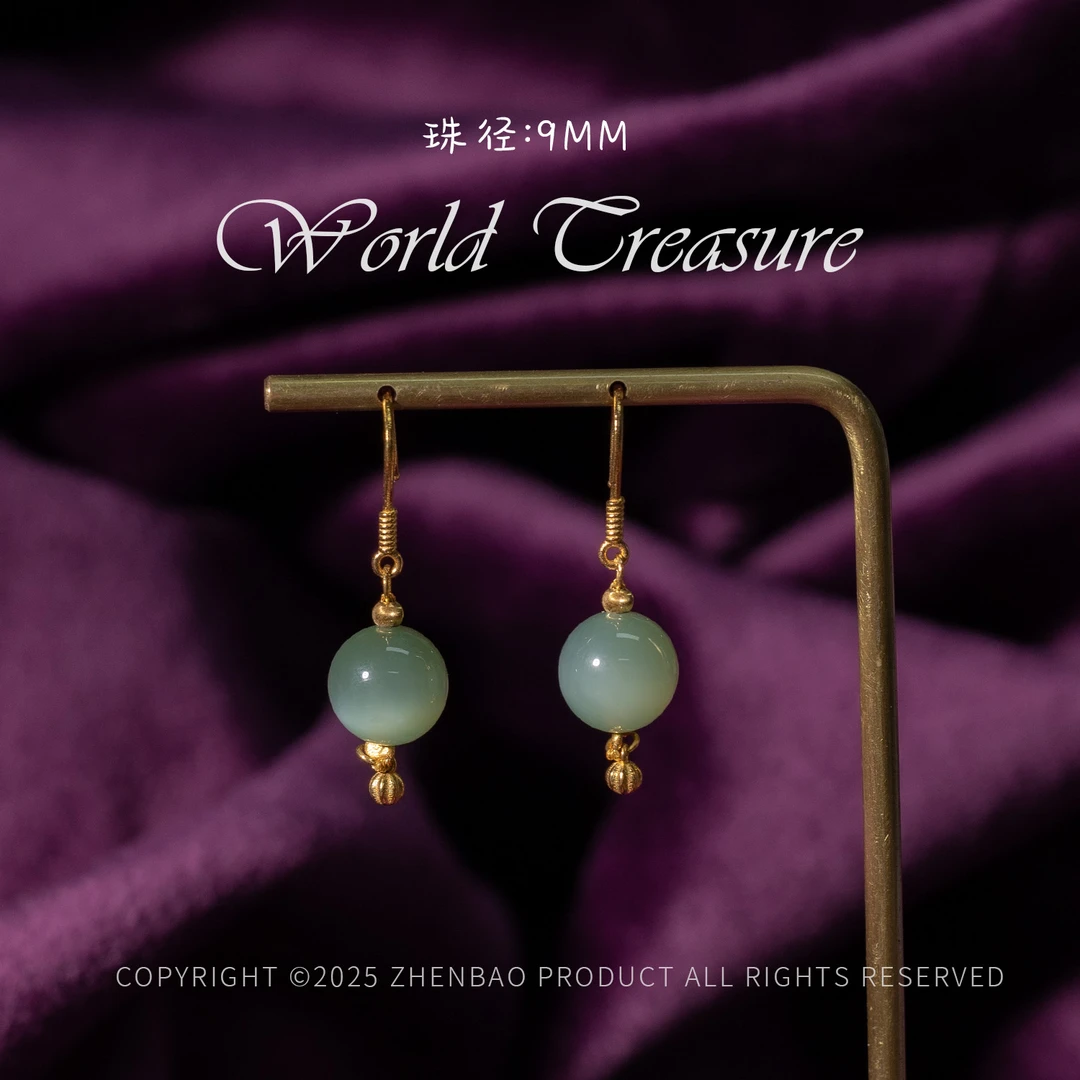 -和田玉碧玉耳钩/P9641/多样性发一对