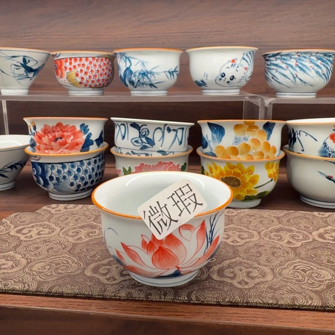 釉下手绘茶具微瑕