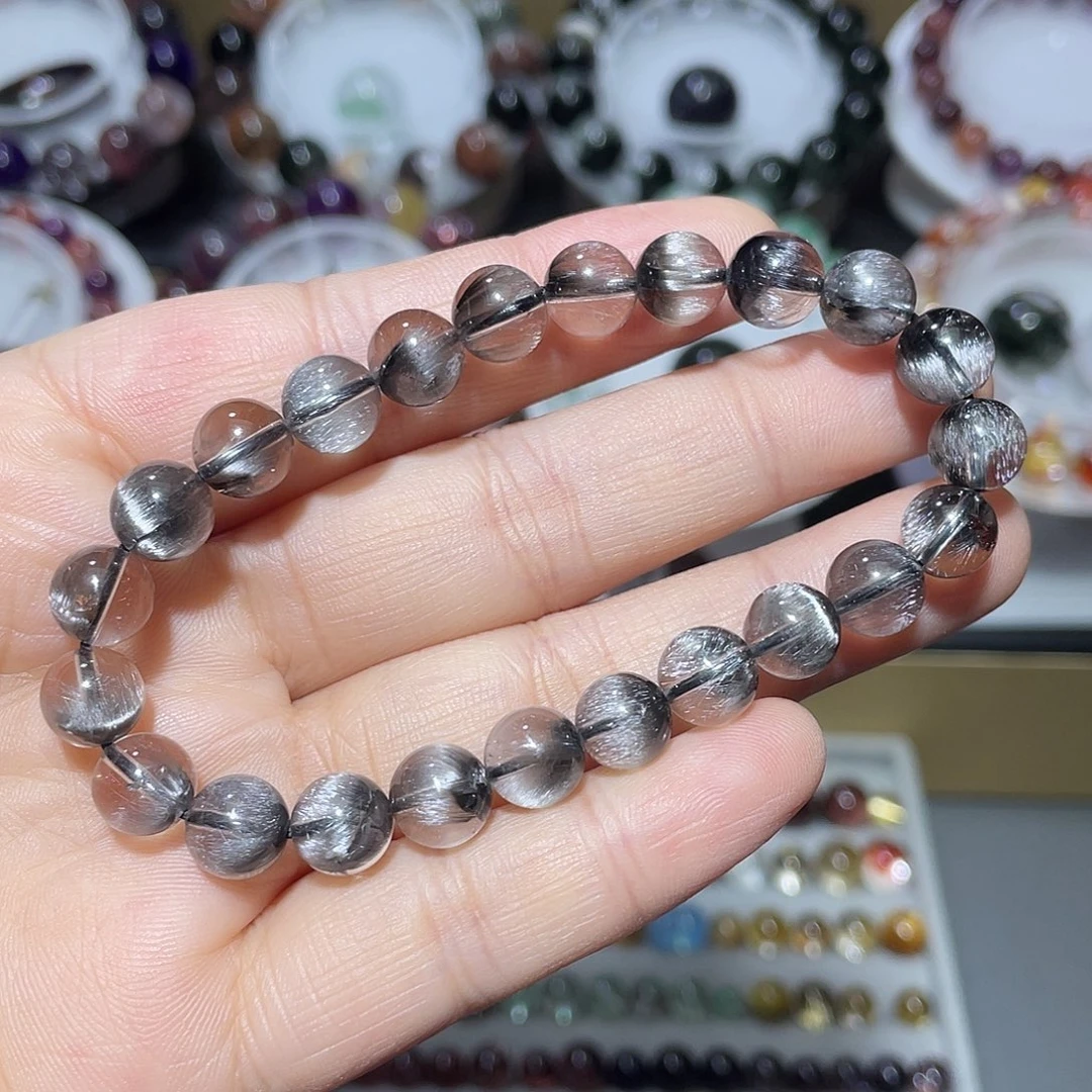 未镶嵌手链水晶黑银钛手串