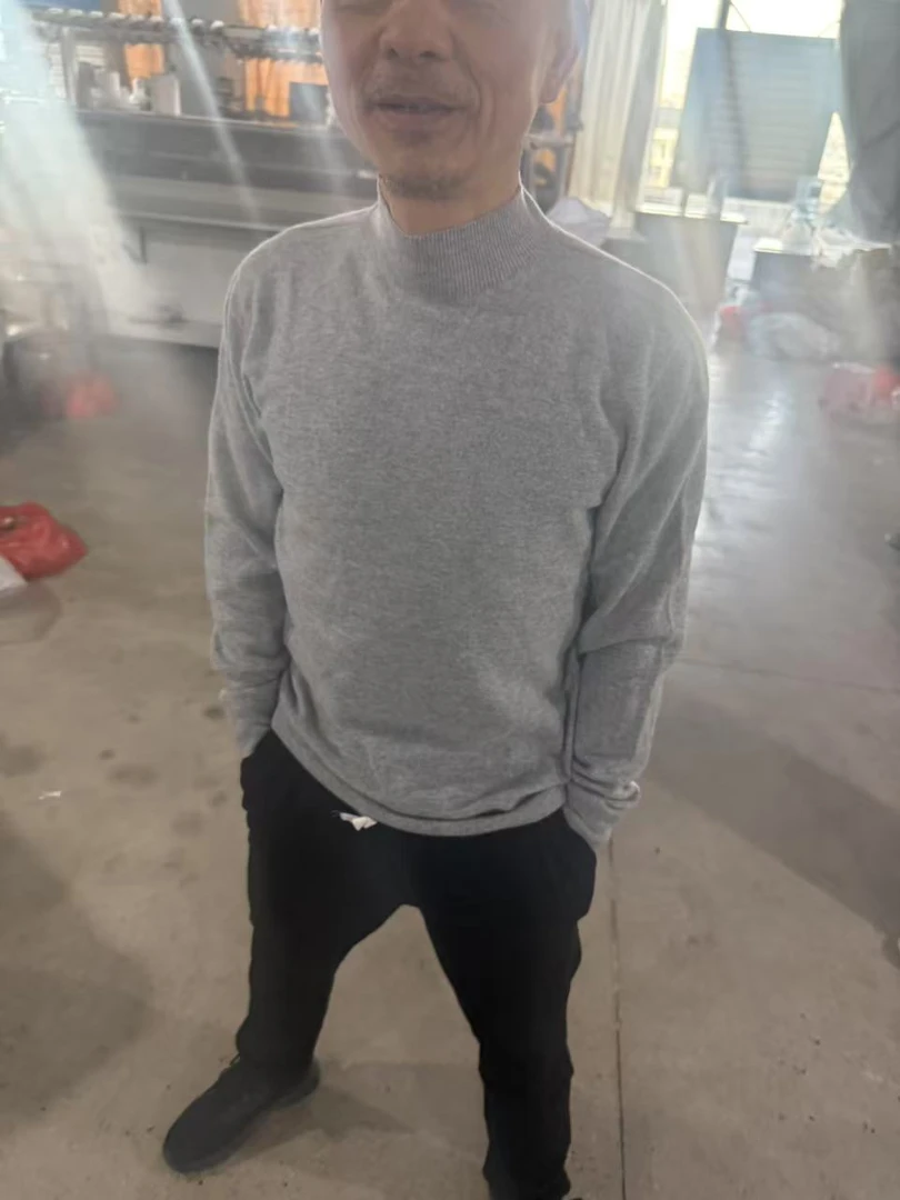 【欧诗莲】##男士山羊绒上衣圆领花纱贴肤保暖长袖羊绒衫