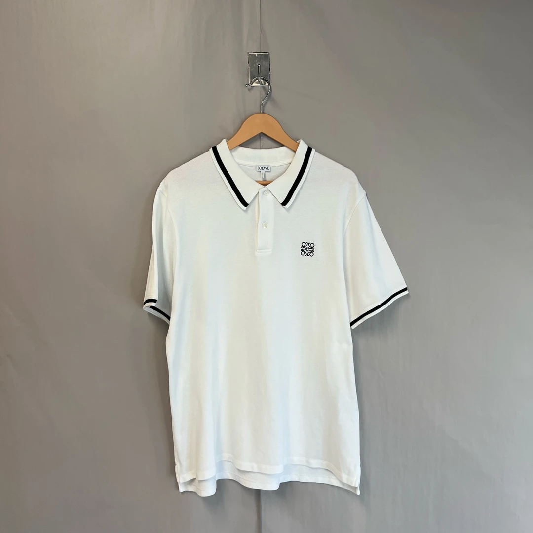 99新 LOEWE/罗意威 白色刺绣polo短袖 99新 L码 #5306