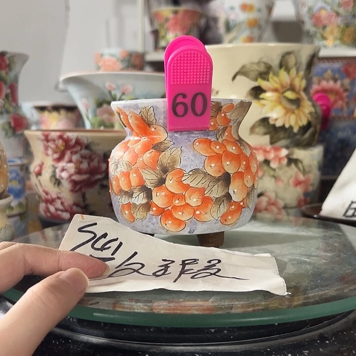 景德镇幸运花盆手绘韩式花盆