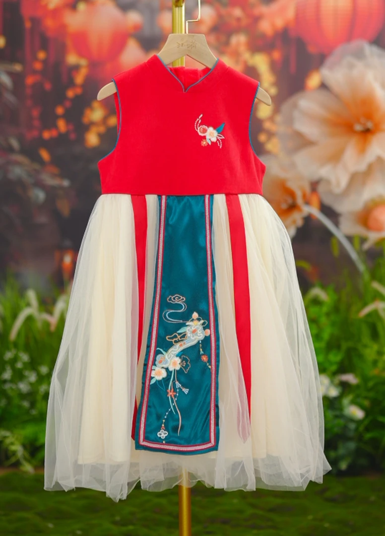 汪小荷品牌清货女童中国风15a裙子（背心裙） KX25103-A