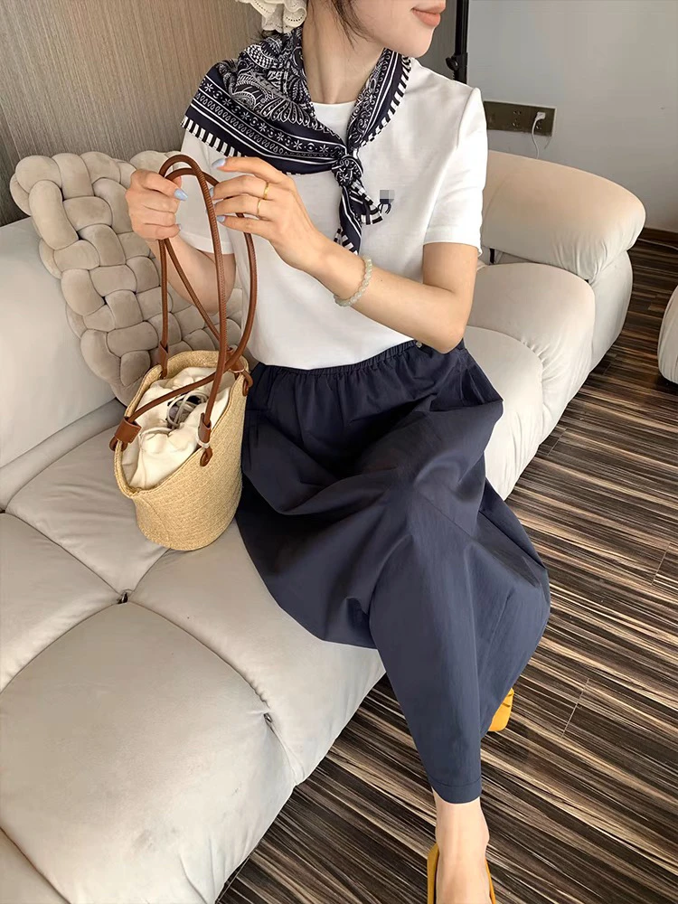 1265净色松紧腰半身裙