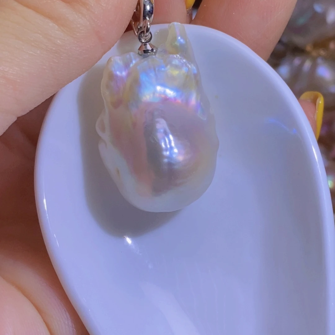 银S925镶嵌淡水珍珠天然淡水珍珠无染色无优化