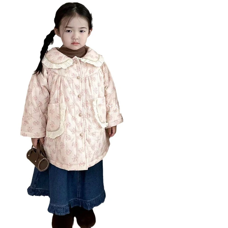 Cc-实体店买手款花边领碎花绗棉加厚棉服
