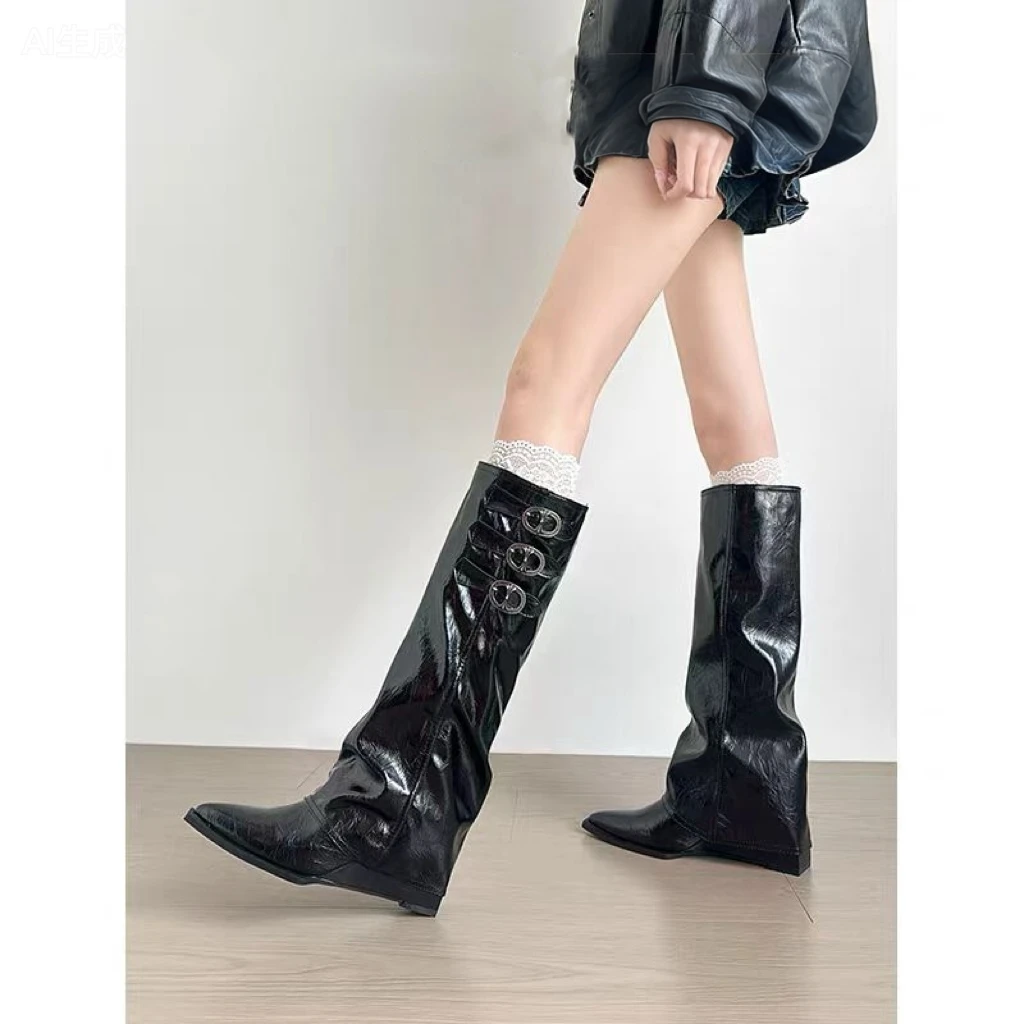【加绒】尖头高筒靴单靴秋冬时装靴短靴骑士长筒女靴长靴网红
