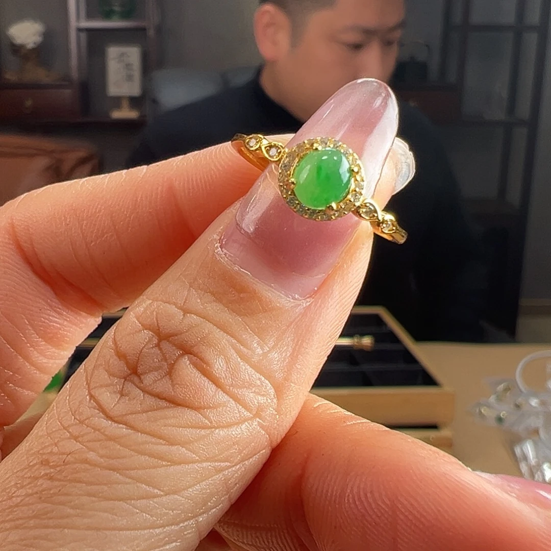 翡翠银S925镶嵌戒指戒指