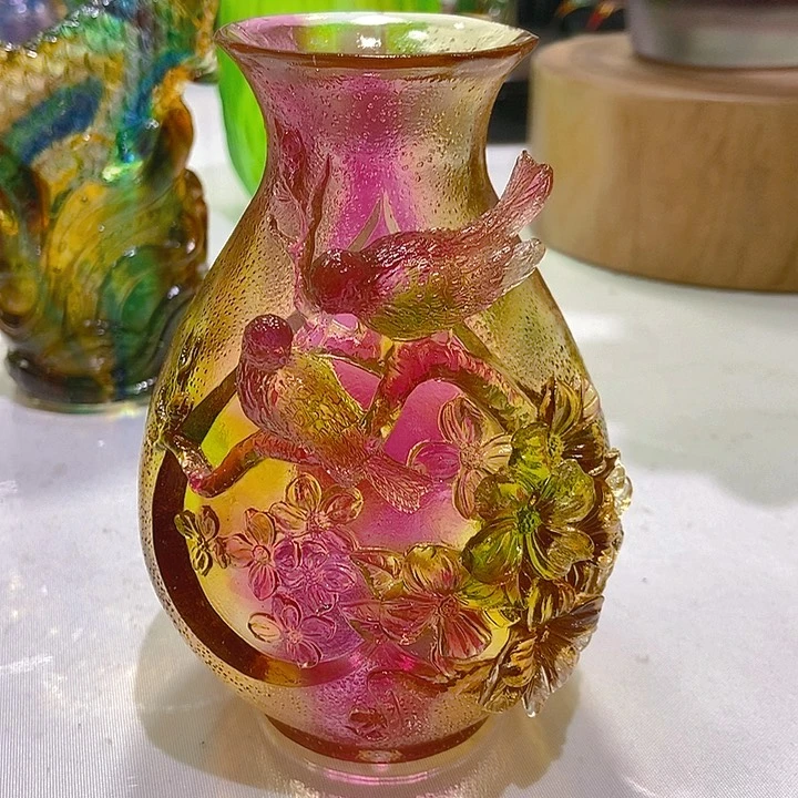 复合琉璃花瓶高14口2