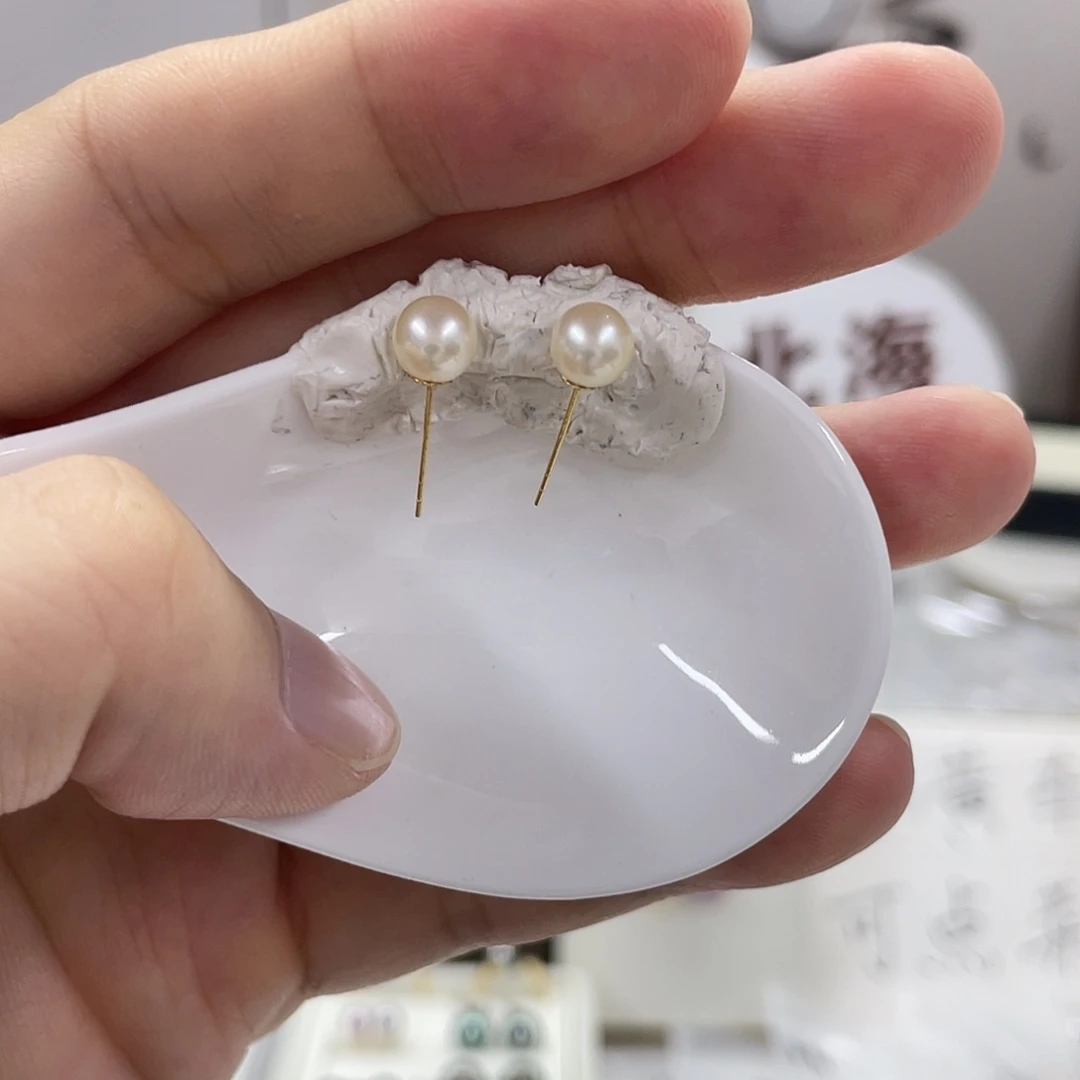 海水珍珠耳饰18K金镶嵌5.5-6mm