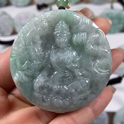 翡翠颈饰未镶嵌山水玉龙观音两面工福利