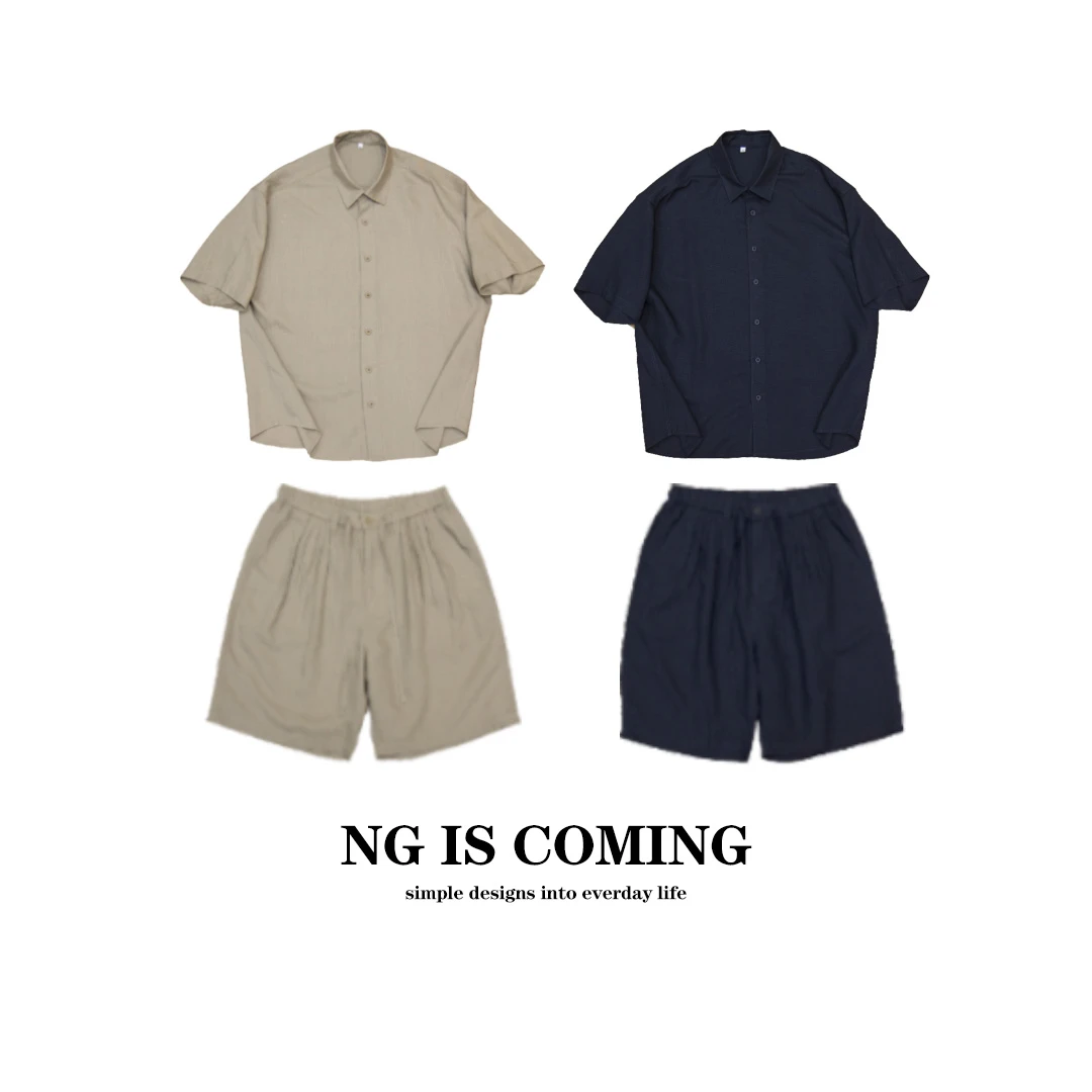 NG 夏季新款衬衫短裤套装天丝莱赛尔亚麻冰丝高级感洋气套装89082
