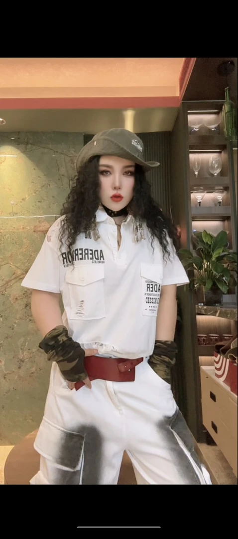 新款定制面料短袖套头上衣