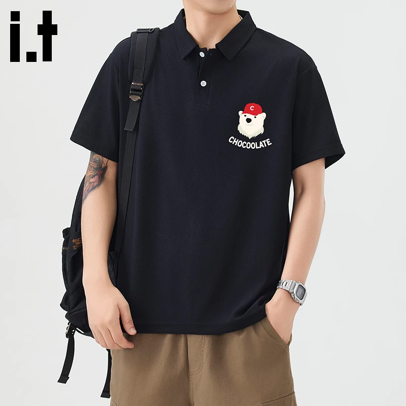it :CHOCOOLATE经典百搭修身款纯色POLO衫短袖男夏季薄款抗皱上衣