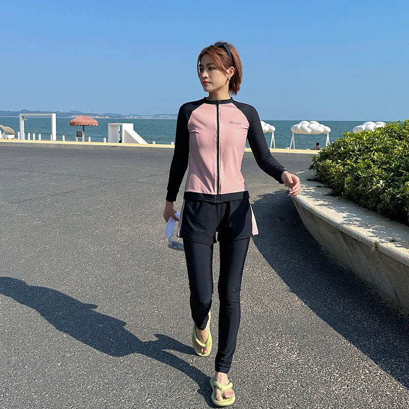 韩国大码潜水服女士分体保守防晒泳衣运动冲浪长裤批发跨境