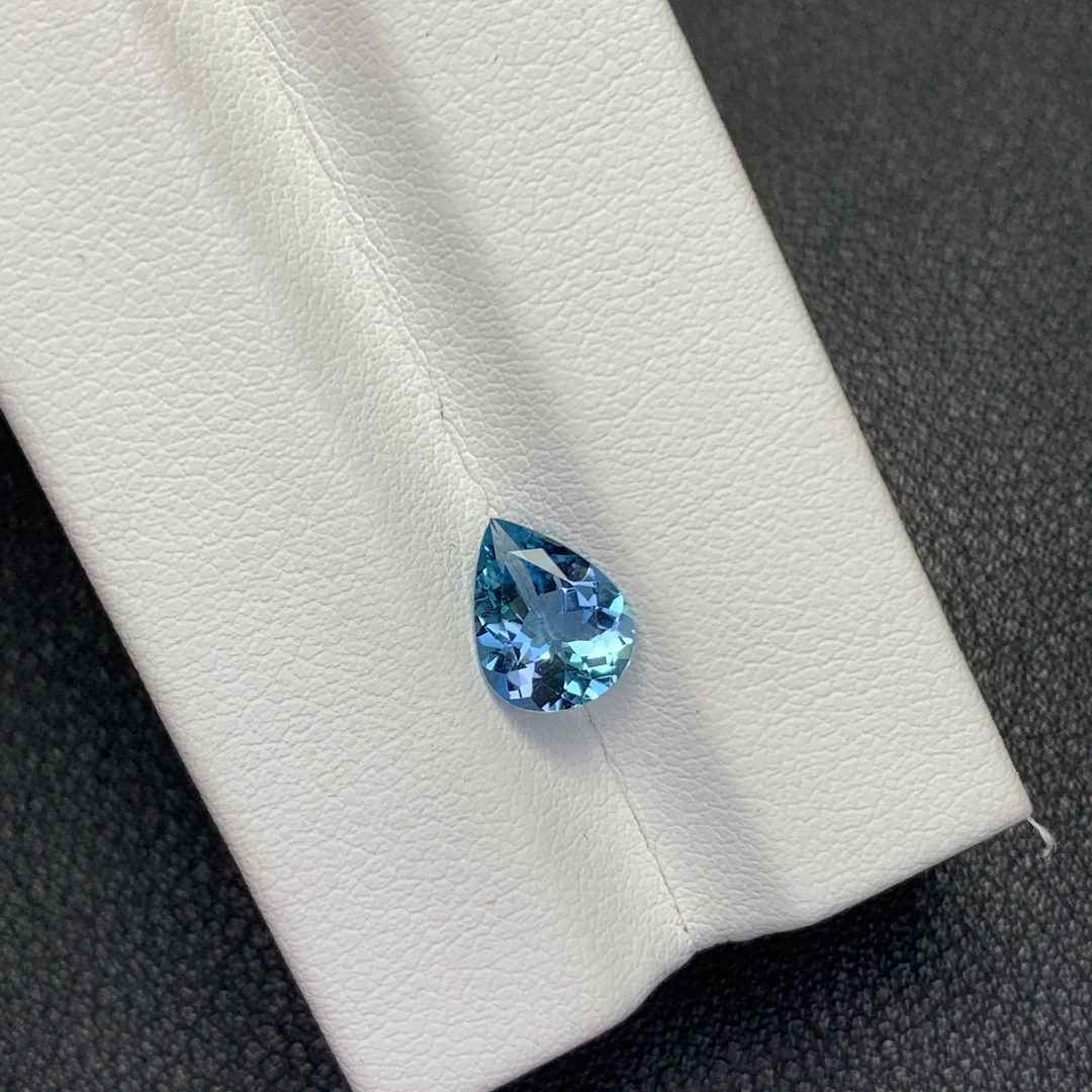 1.10ct天然超级圣玛利亚海蓝宝裸石全净无暇满火彩玻璃体带吉尔德