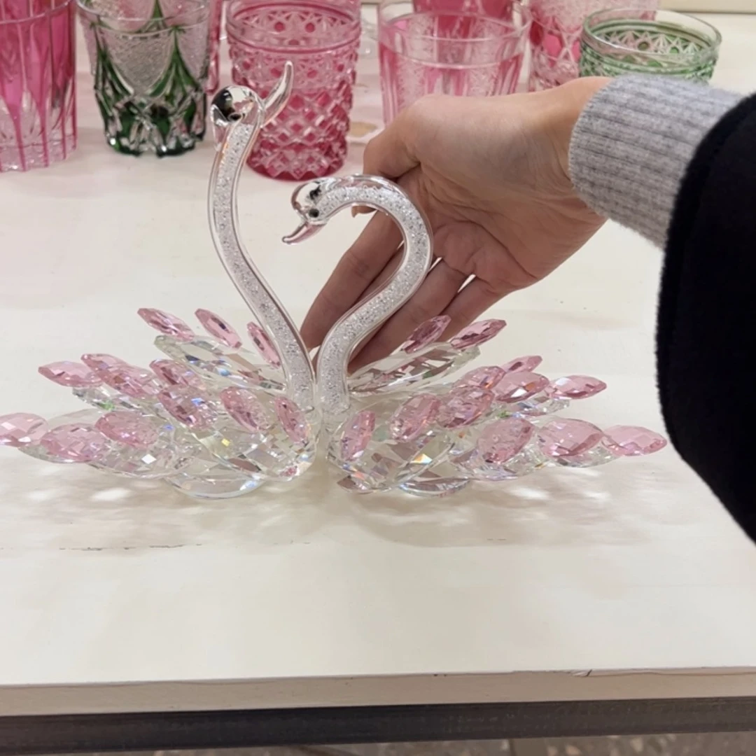 【闪购商品】如图一对水晶天鹅摆件……