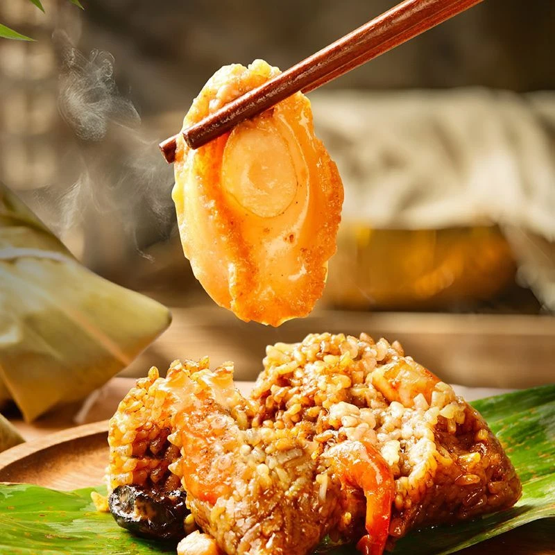 老式纯手工包制猪腿瘦肉鲍鱼肉粽子黑猪鲜肉海鲜粽子端午节礼盒