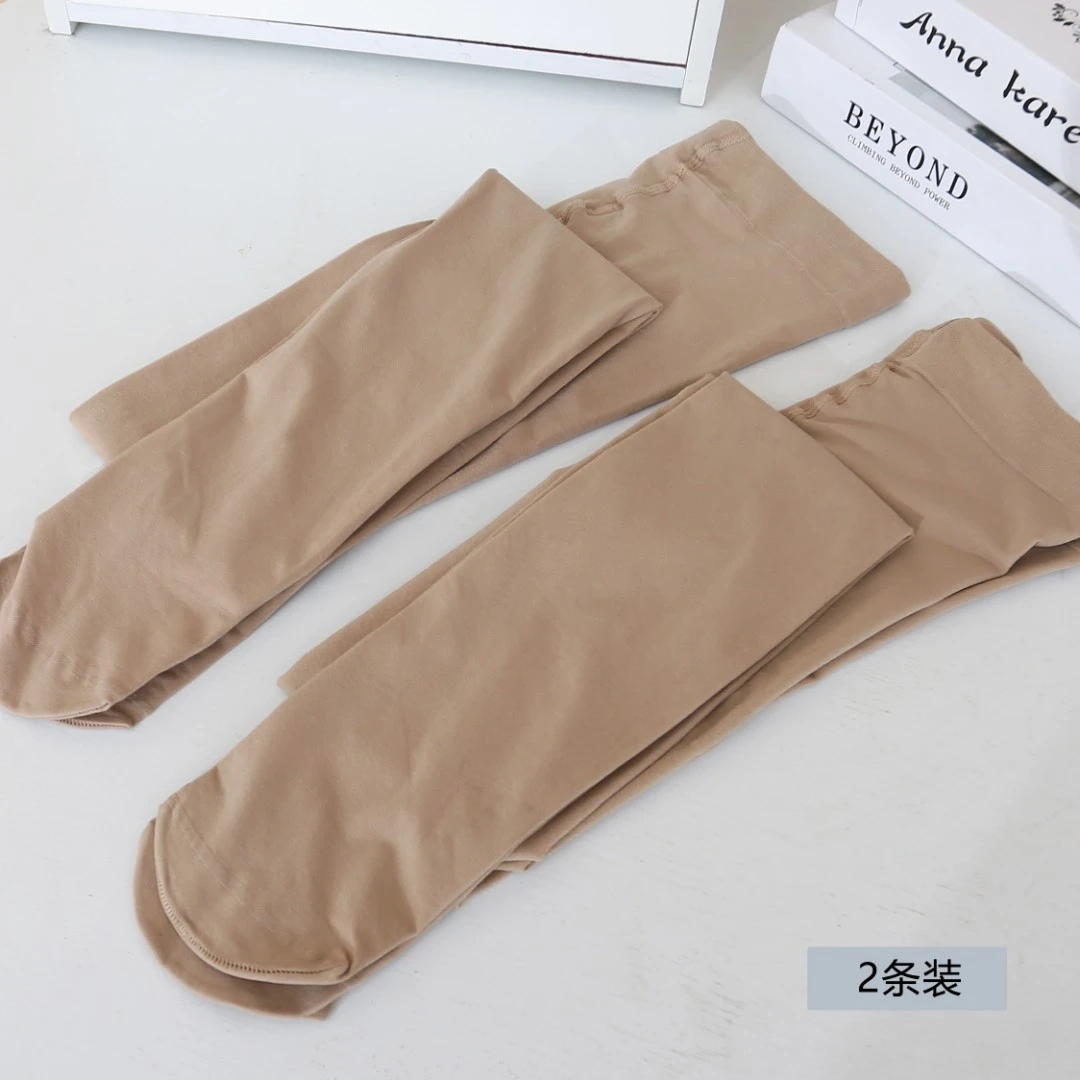 【2条装】春夏季薄款女士优质高弹力可外穿高腰打底连袜裤01861简约