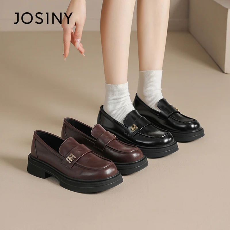 卓诗尼乐福鞋2025春季轻奢复古女单鞋日系圆头学院风百搭经典女鞋