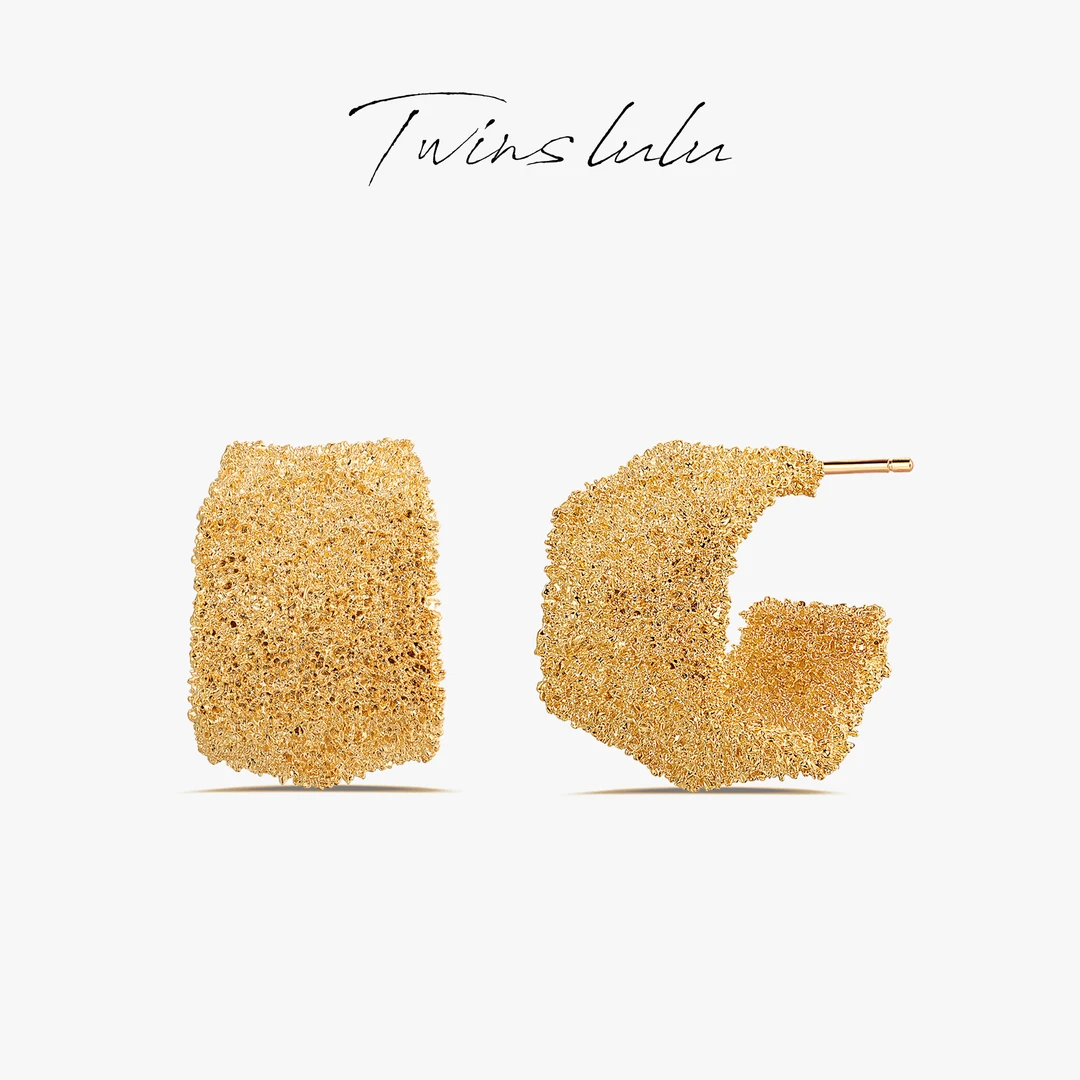 TWINS LULU 流光风 秋上新 简约百搭手工磨砂不规则耳环TSL1586