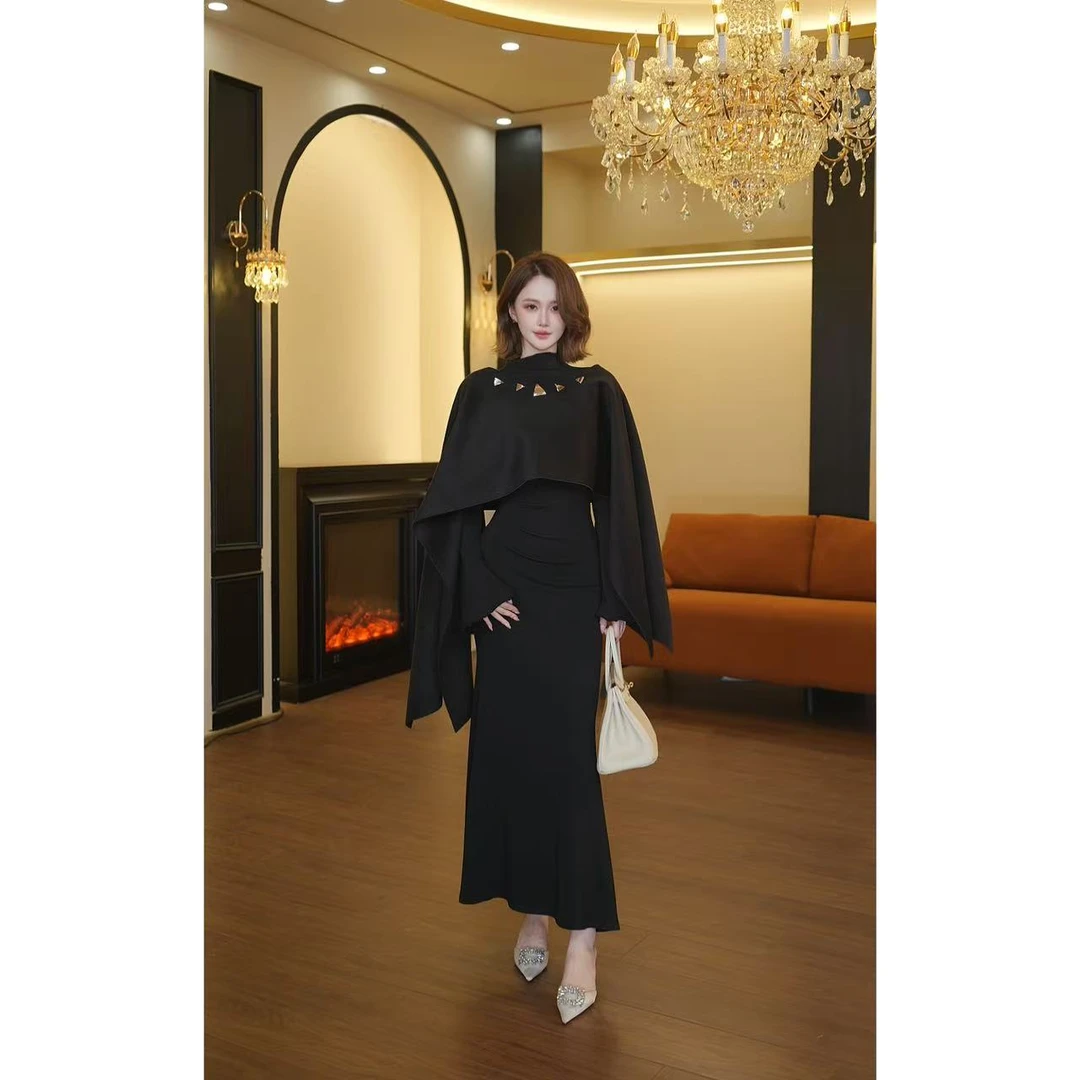 2店-196【一一定制】加绒加厚慵懒风日式休闲时尚套装长裙法式E045