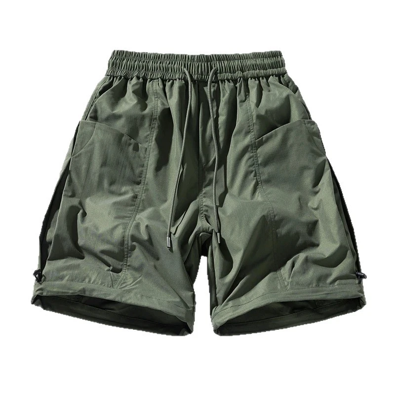 大码男装夏季新款冰丝美式工装短裤加肥加大五分裤轻薄透气大口袋