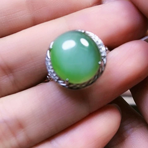 和田玉戒指银S925镶嵌