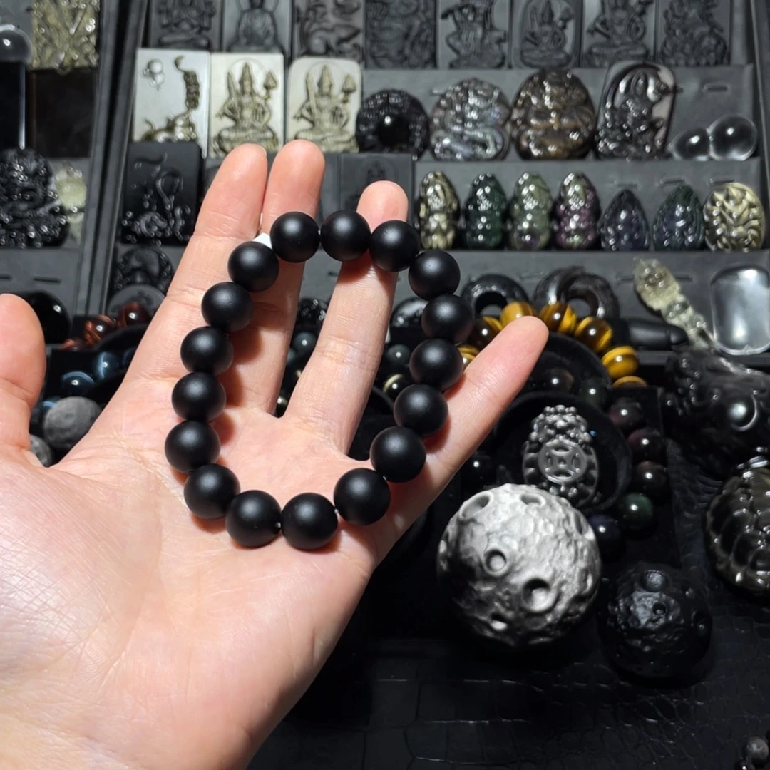 二***狗黑曜岩未镶嵌手链