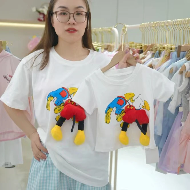 汤圆家童装2025夏季新款韩系立体卡通玩偶亲子百搭T恤 YA-1675