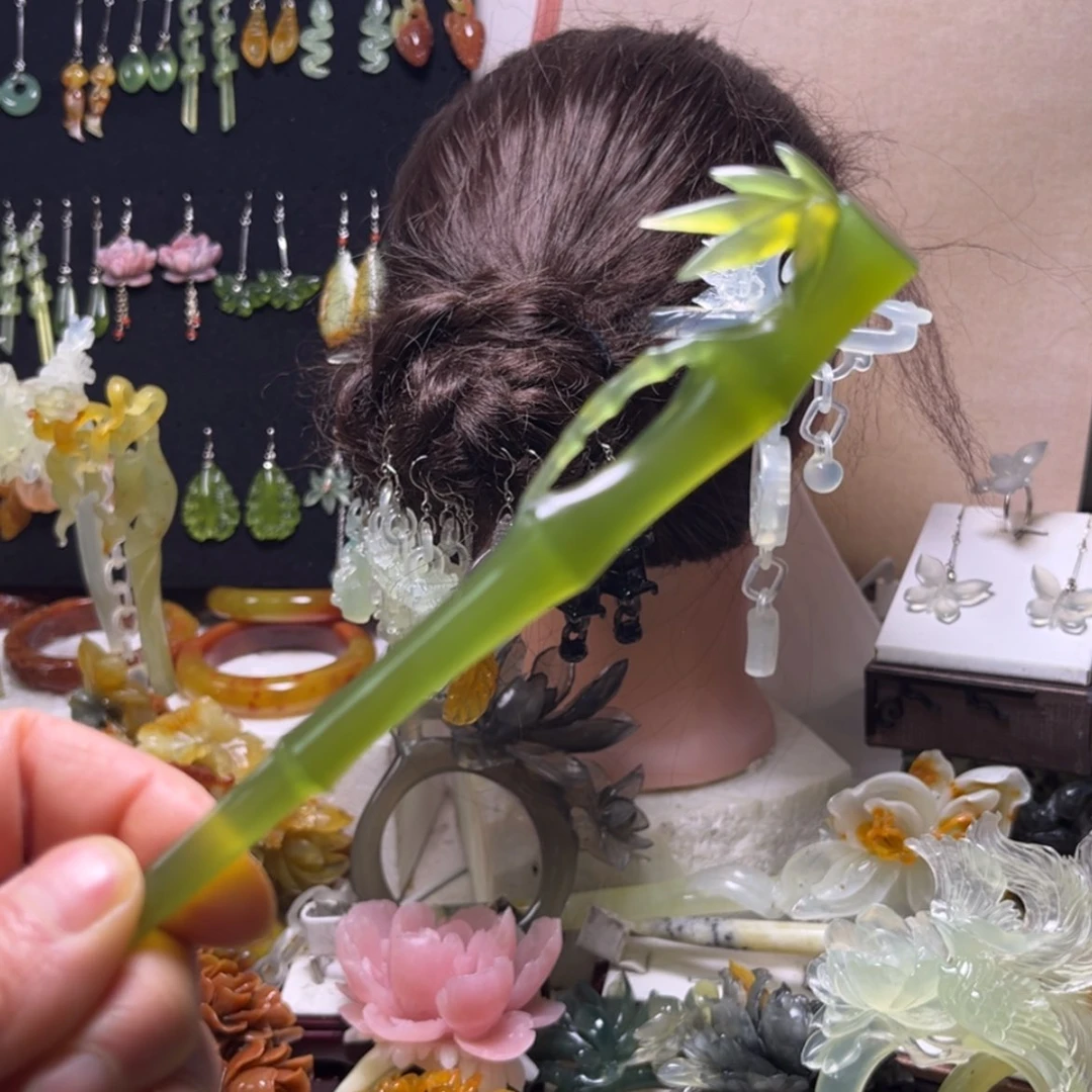 【闪购商品】未镶嵌蛇纹石玉发饰