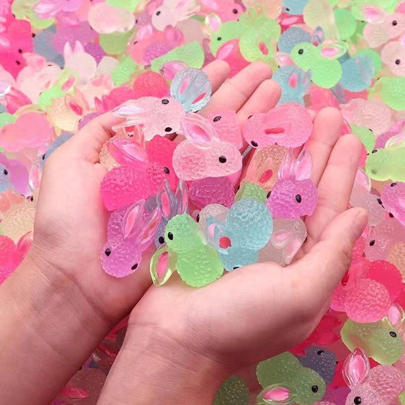 仿真夜光立体小兔子微景观树脂配件