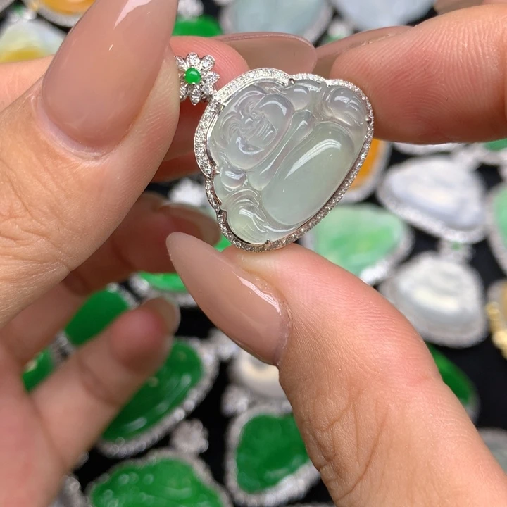 翡翠18K金镶嵌吊坠(不含链)