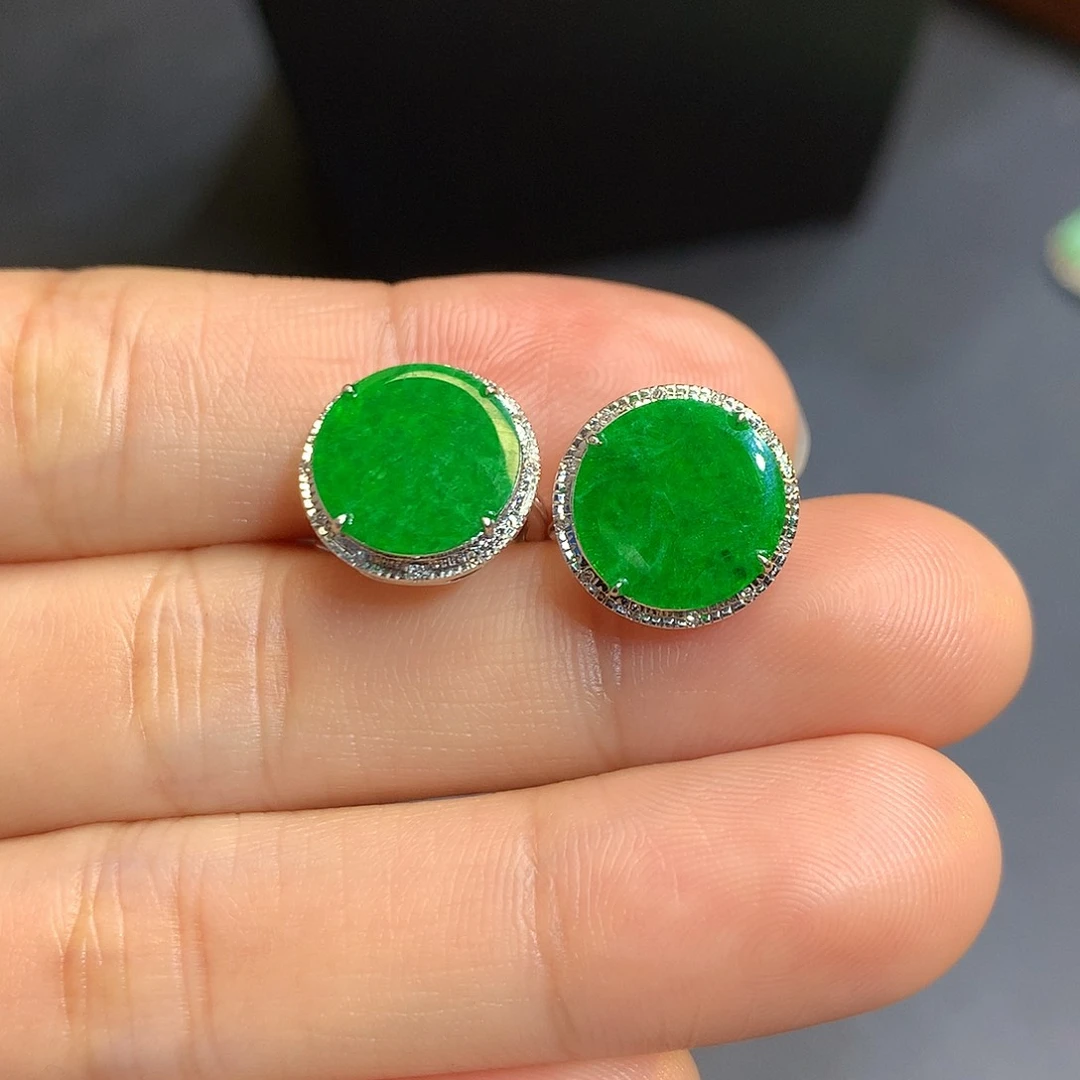 翡翠耳饰18K金镶嵌耳饰