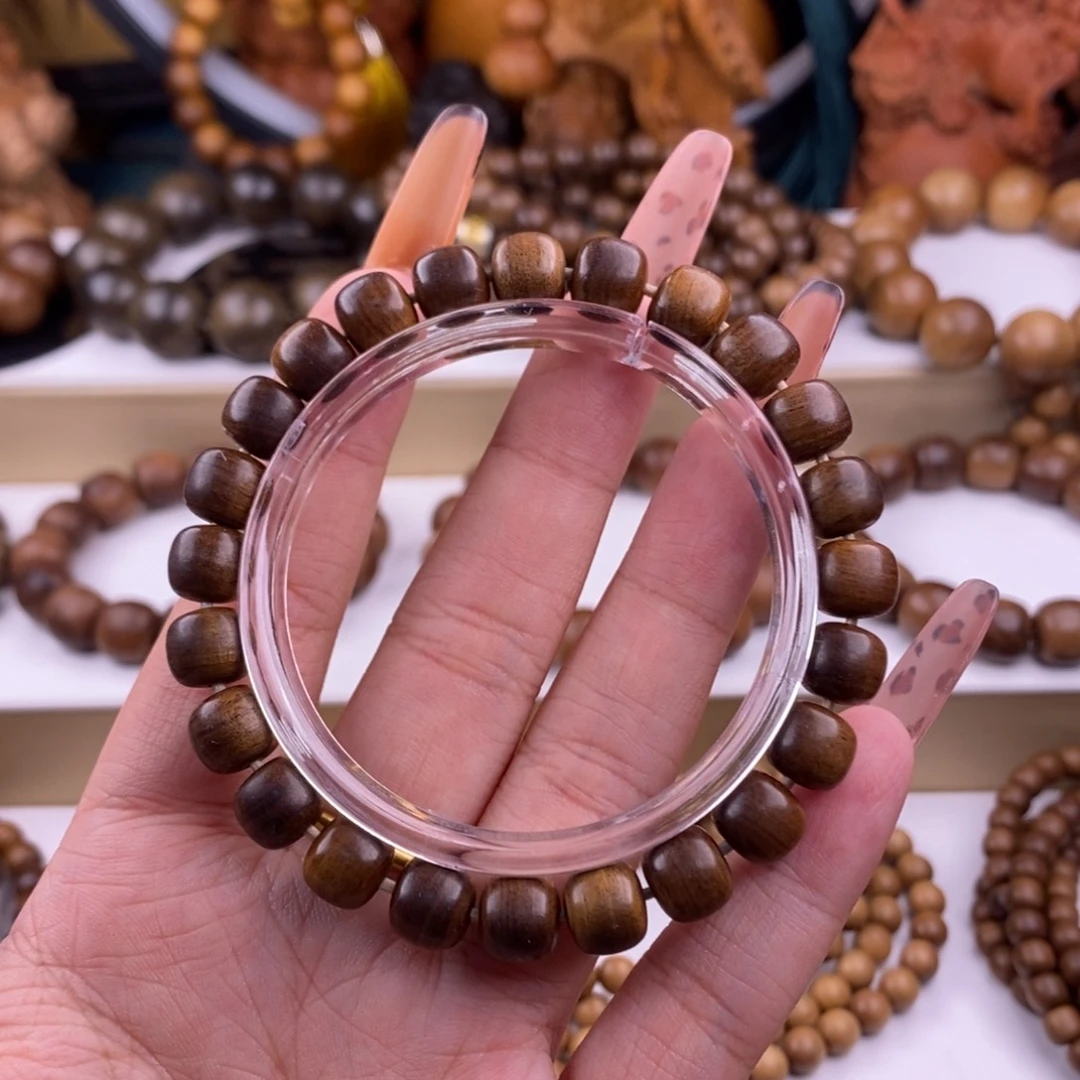 玄***板手串/手链檀香木8.9老型黑肉沉水虎皮正区老山檀