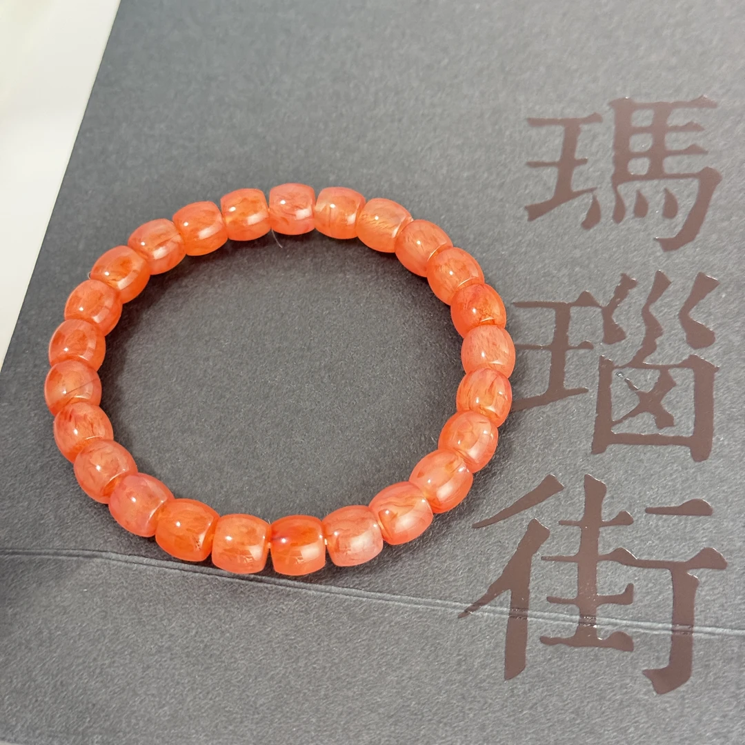 【夭夭】无胶龙纹玛瑙同轴直切老型珠/8×7.4mm约24粒/多样性发货