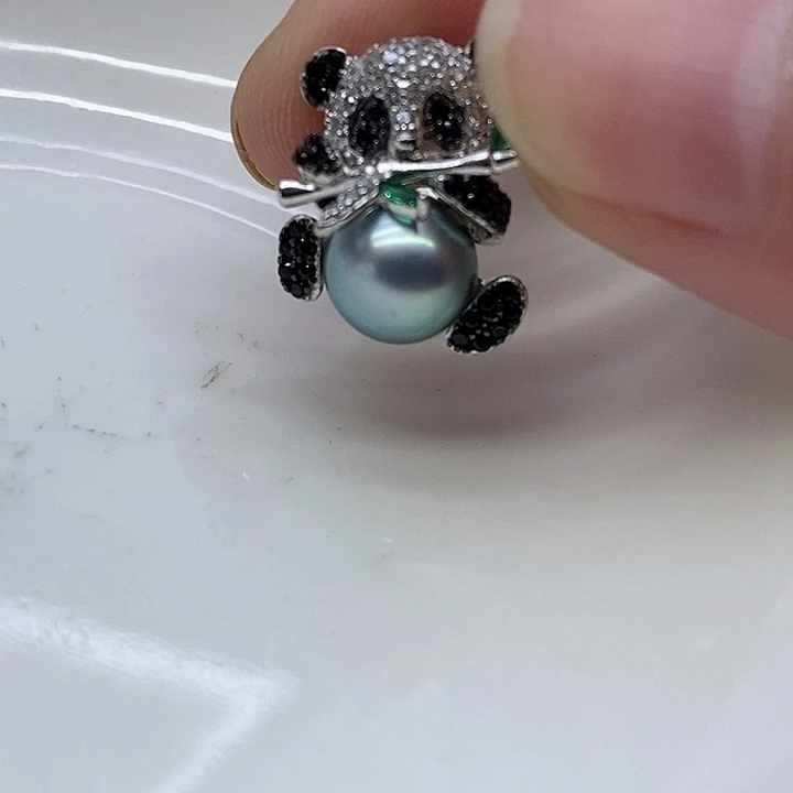 银S925镶嵌海水珍珠吊坠(不含链)