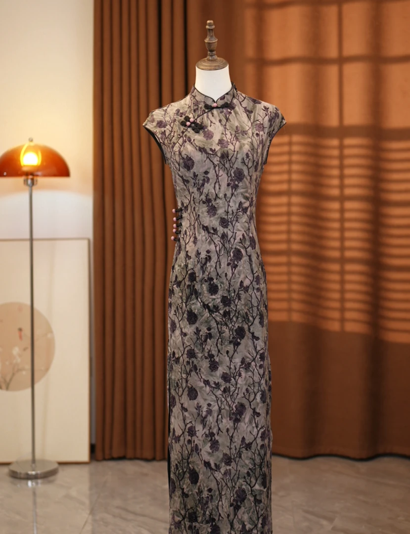 雅木 瑰语 春夏气质日常优雅款旗袍 衣长123cm