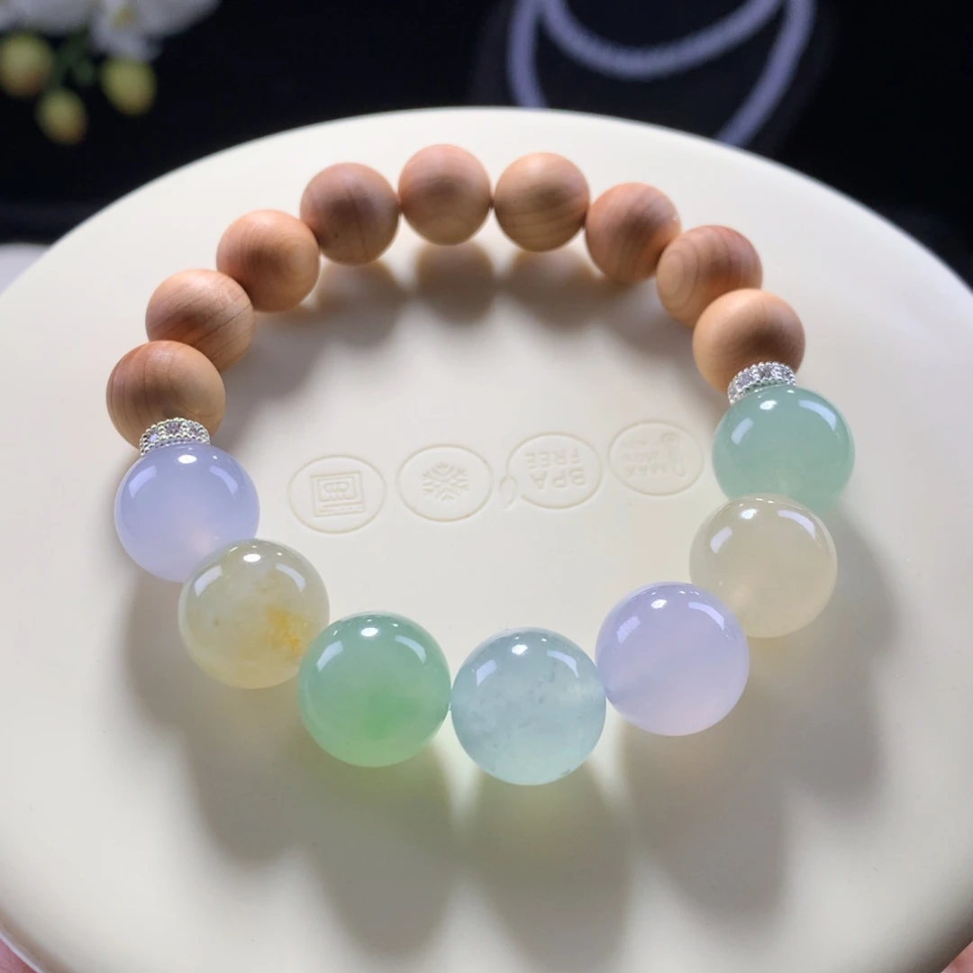 翡翠未镶嵌手串卡12流云伴月