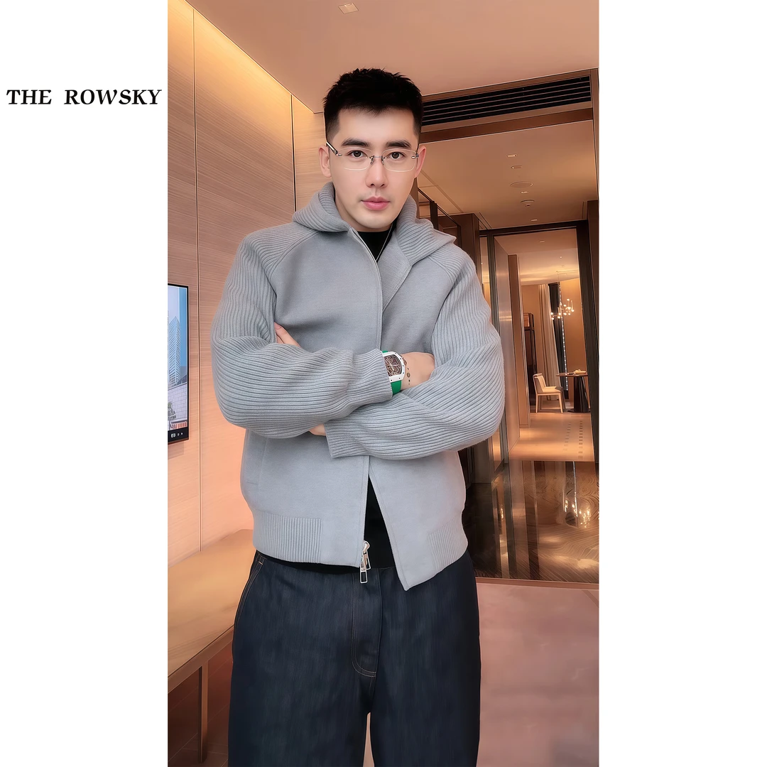 杨圣坤2025新品男士羊毛羊绒混纺宽松百搭连帽拉链外套SK2591904