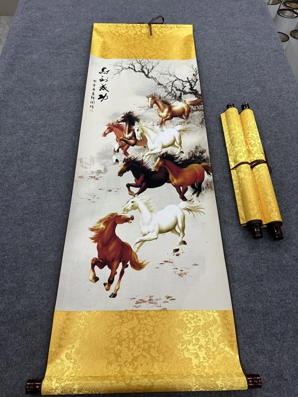B103精装140*45《马到成功》卷轴画