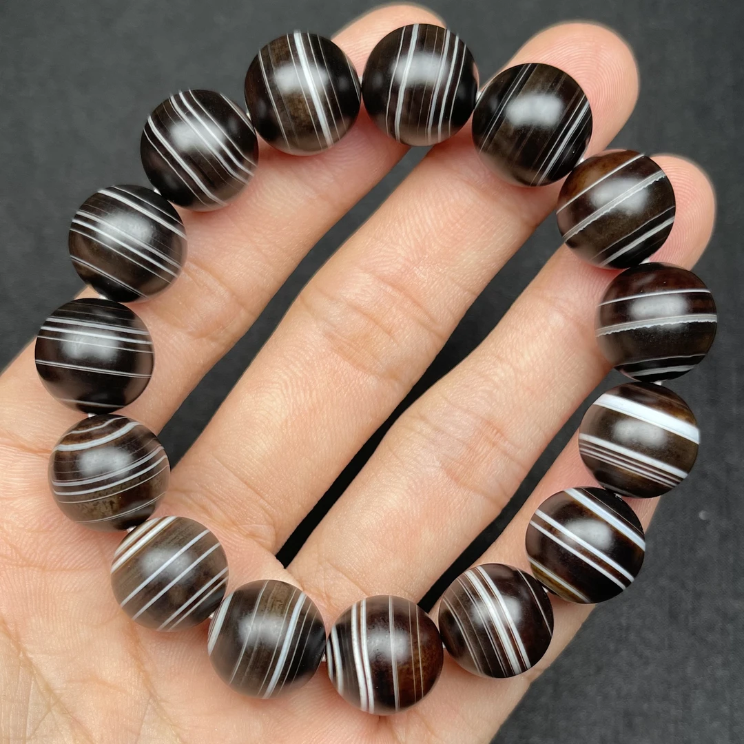 13.5毫米【腰缠万贯】一线药师玛瑙手串条纹玛瑙文玩手串转运珠招财