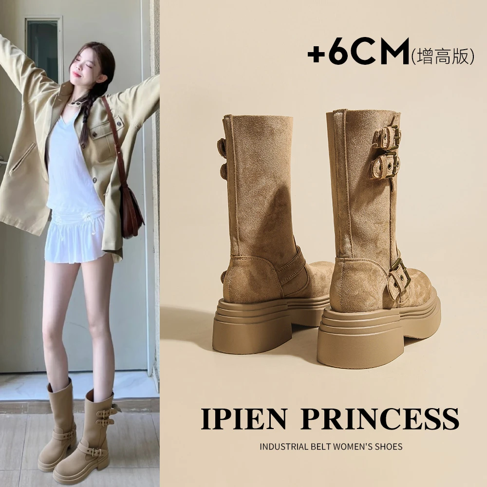 美拉德复古西部牛仔靴女2025秋季新款马丁靴增高小众户外百搭短靴