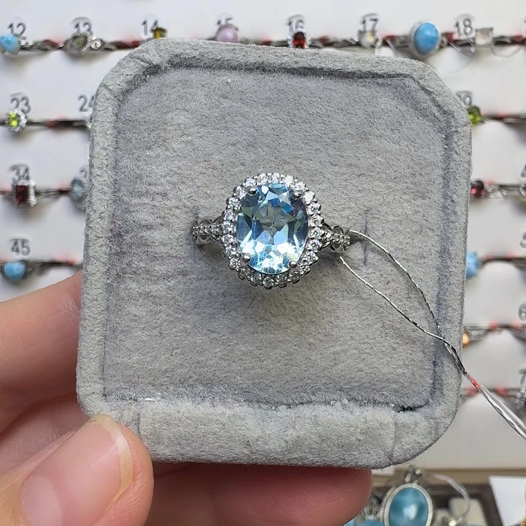 托帕石戒指银S925镶嵌